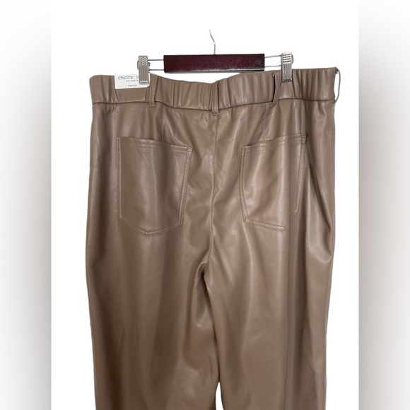 NWOT Chico’s Faux Leather Wide Leg Cropped Pants Tan Fall Fashion Size 3 (16) - Picture 10 of 11